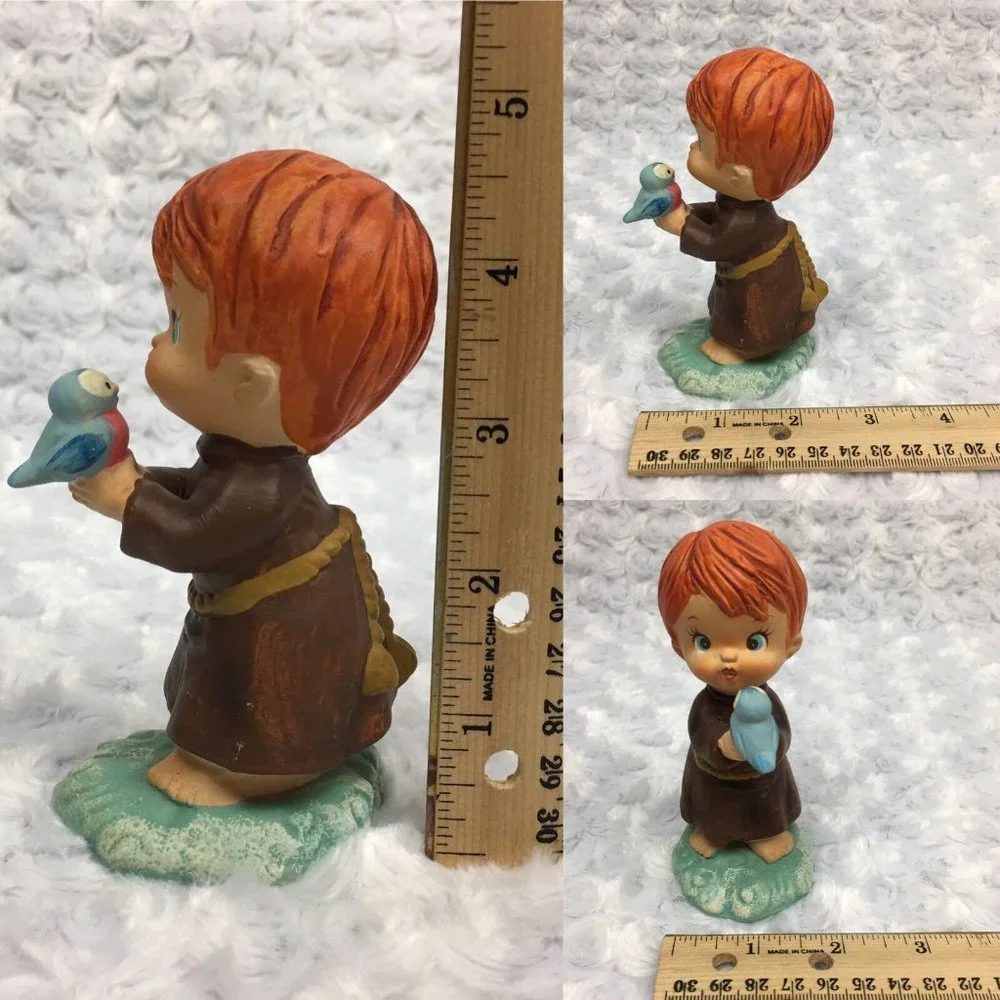 Vtg‎ Little Folks Monk Figurines Hand Painted